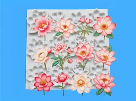 Molde silicona 12 flores diferentes 